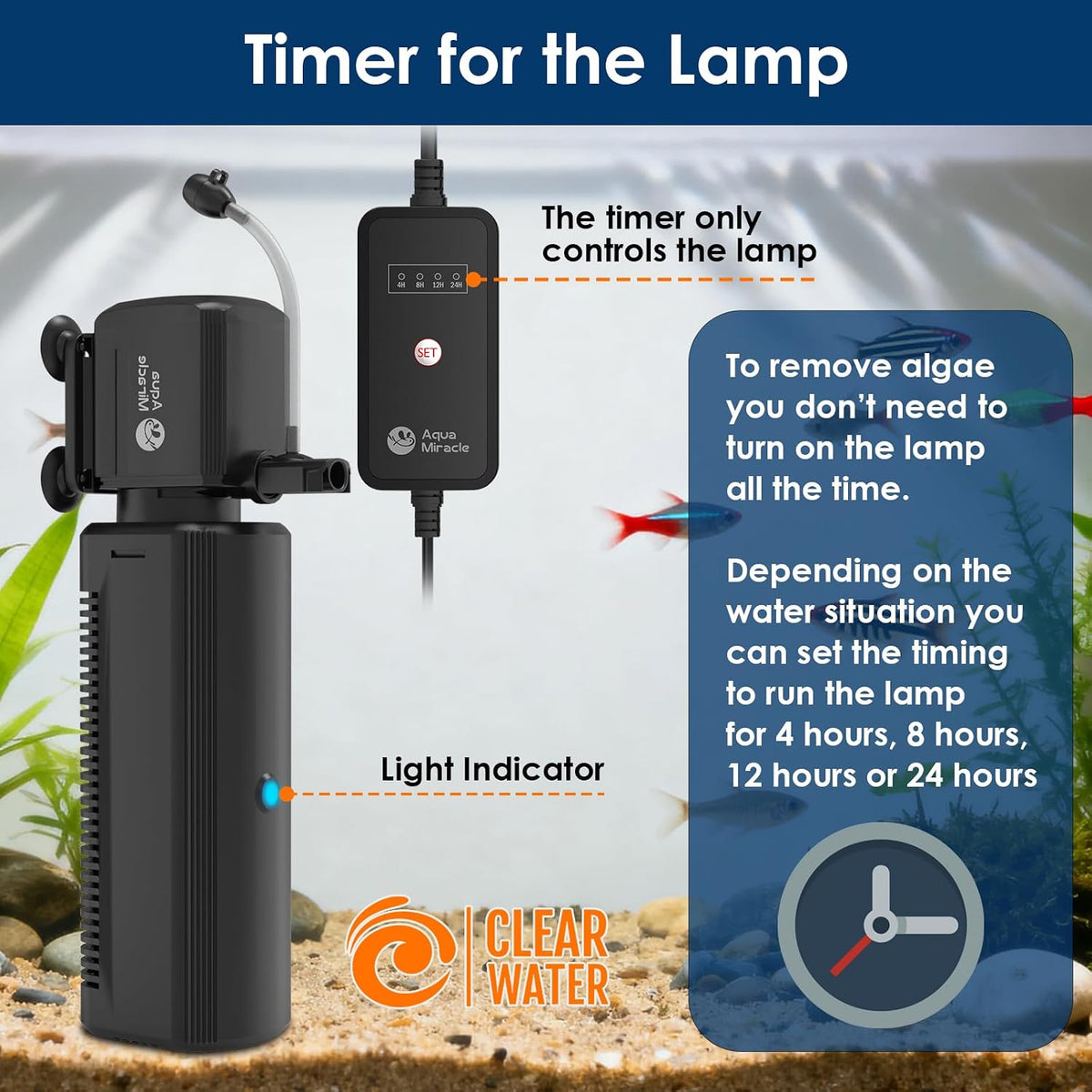 AquaMiracle Aquarium Filter with U - V Light & Filter Sponge