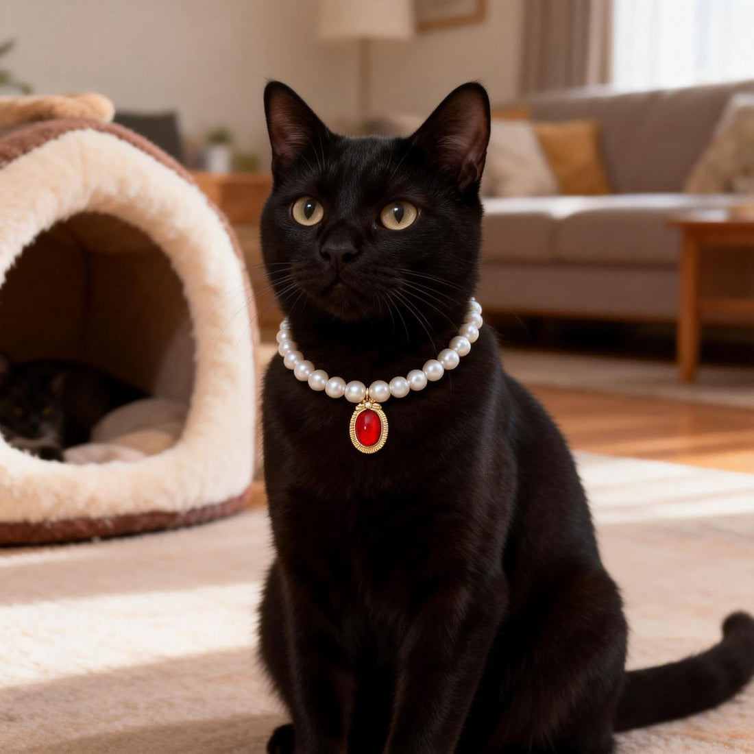 Cat Dog Sparkle Jewelry Pearl Collar Puppy Kitten Rhinestone Pendant