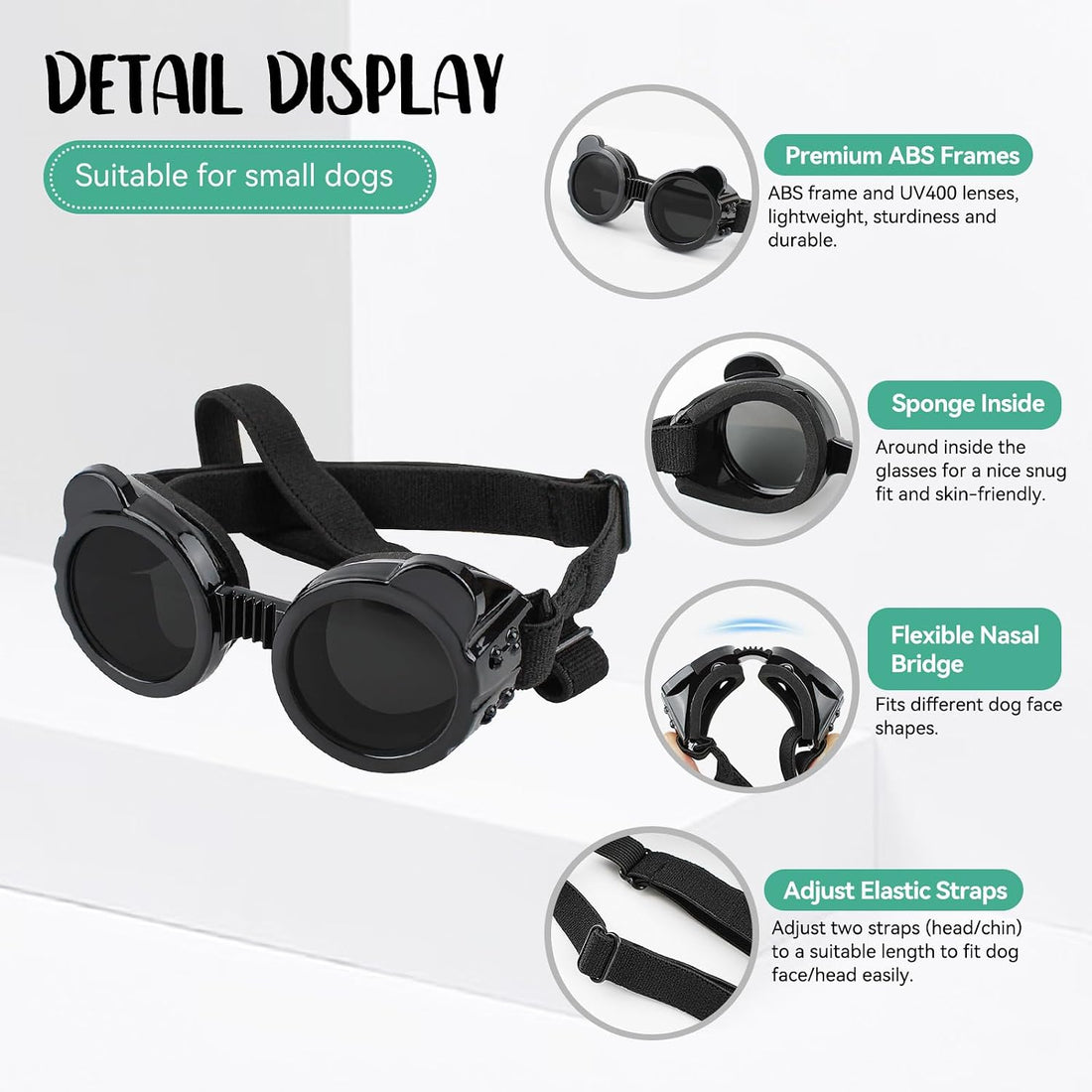 Billionchains Dog Goggles for Small Breed UV/Wind/Dust Protection