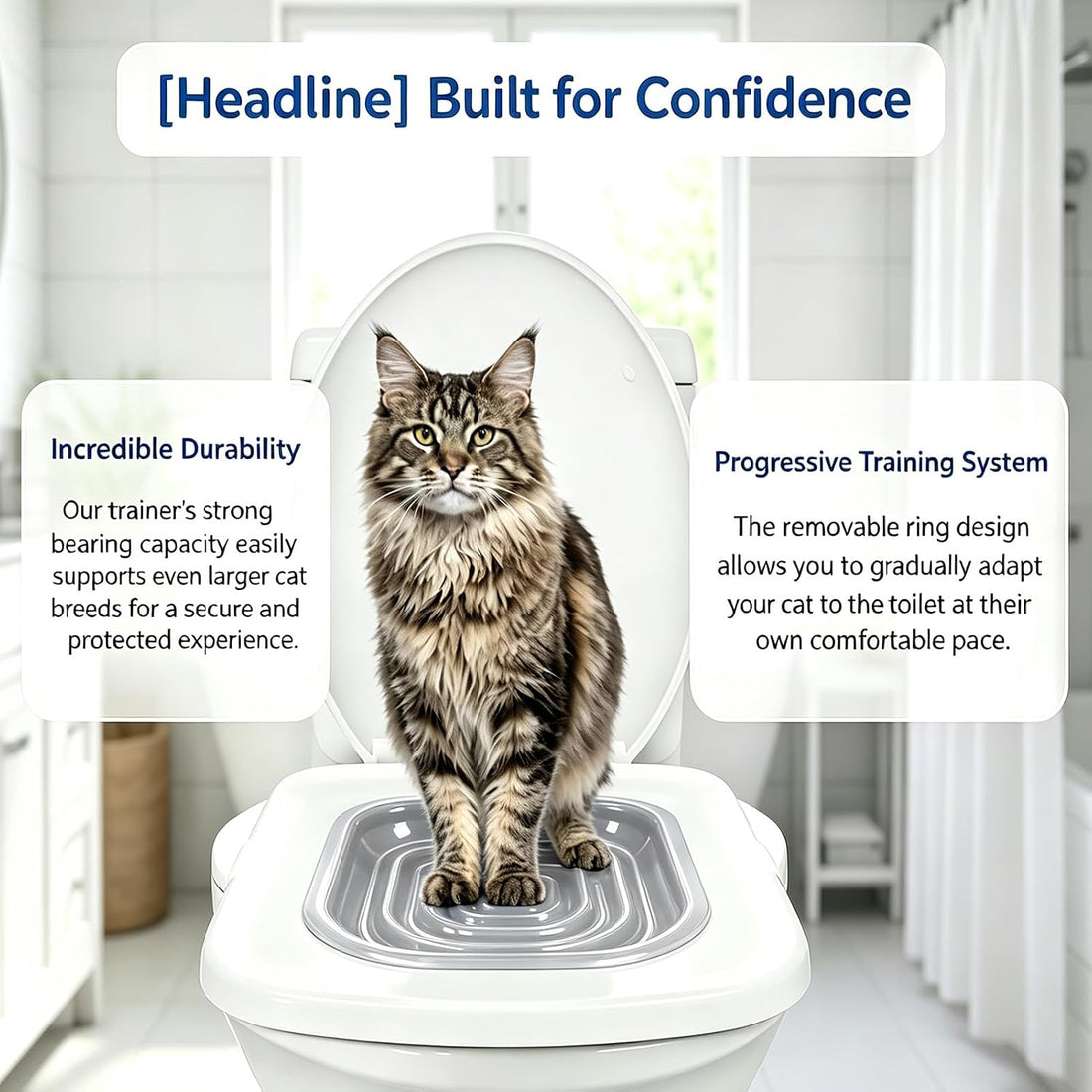 Cat Toilet Trainer Kit, Universal Cat Toilet Training Systems, Gray