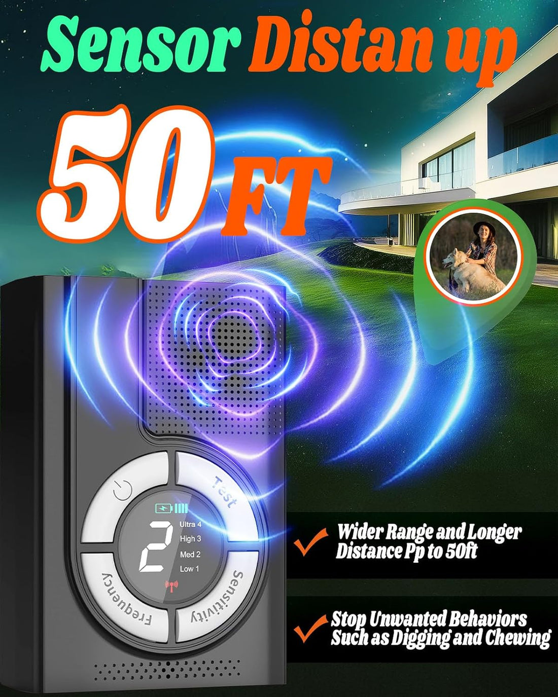 1500 mAh Rechargeable Anti Barking Device for Dogs Indoor