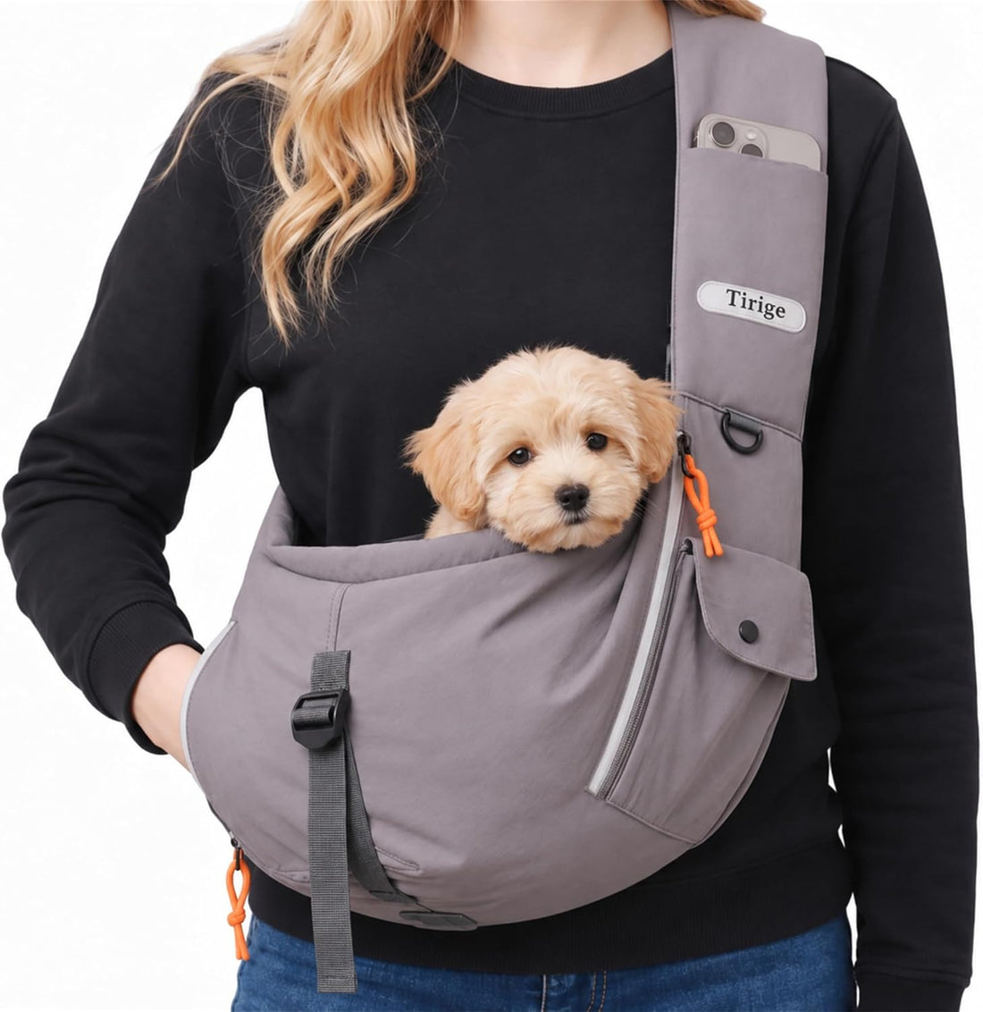 Pet Sling Carrier for Small Dogs and Cats, Hands-Free, Medium