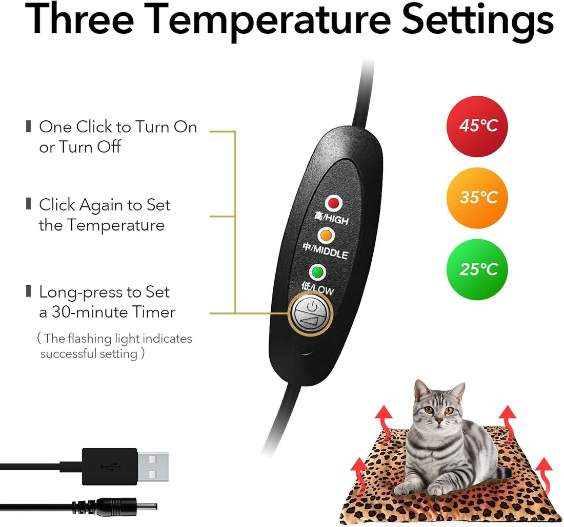 USB Heating Warmer Pad Bed for Cat, Small Dog and Pet, 15"X19"
