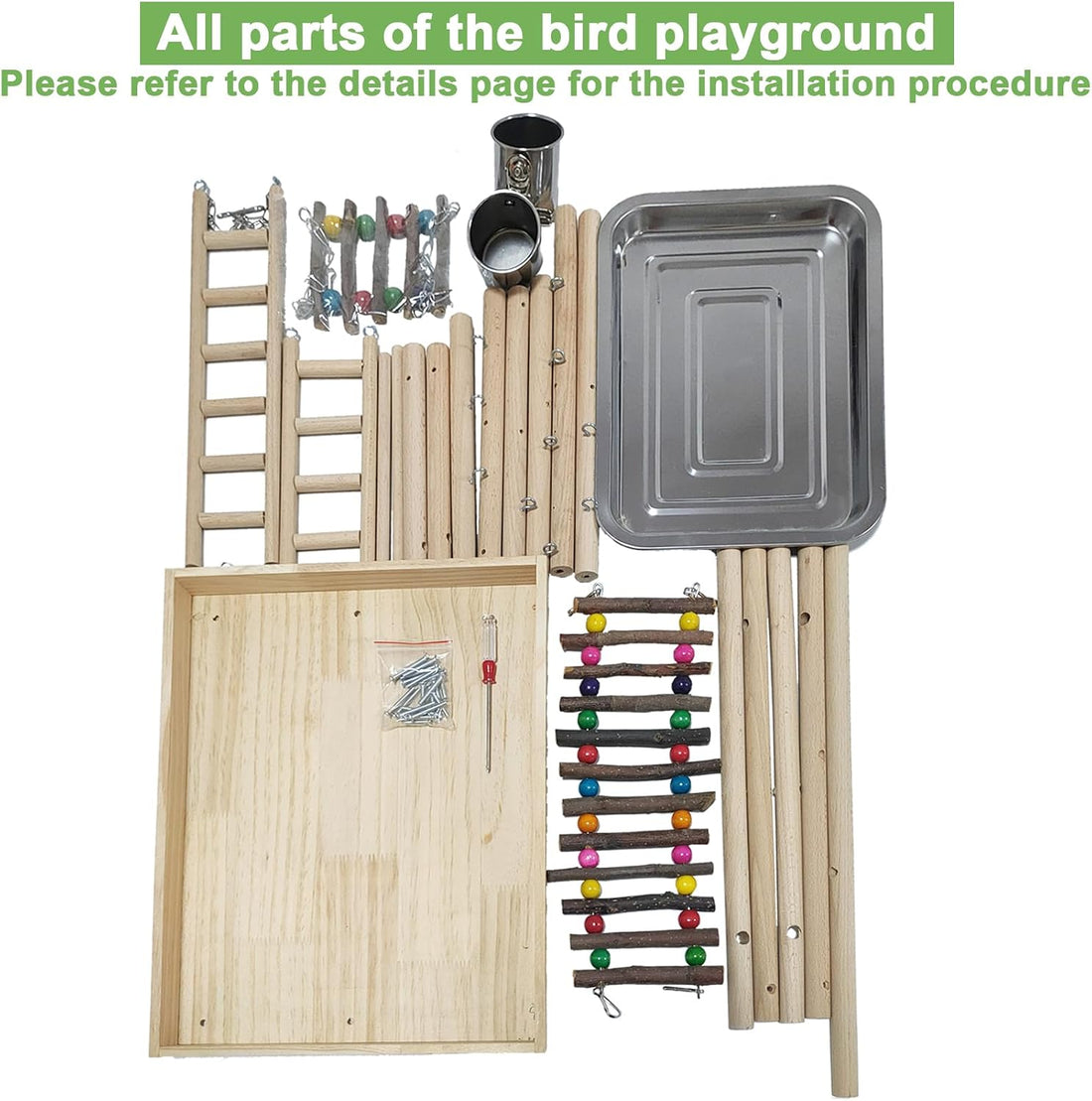 Hamiledyi 4 Layers Large Bird Playground 32" H Pet Parrot Playstand