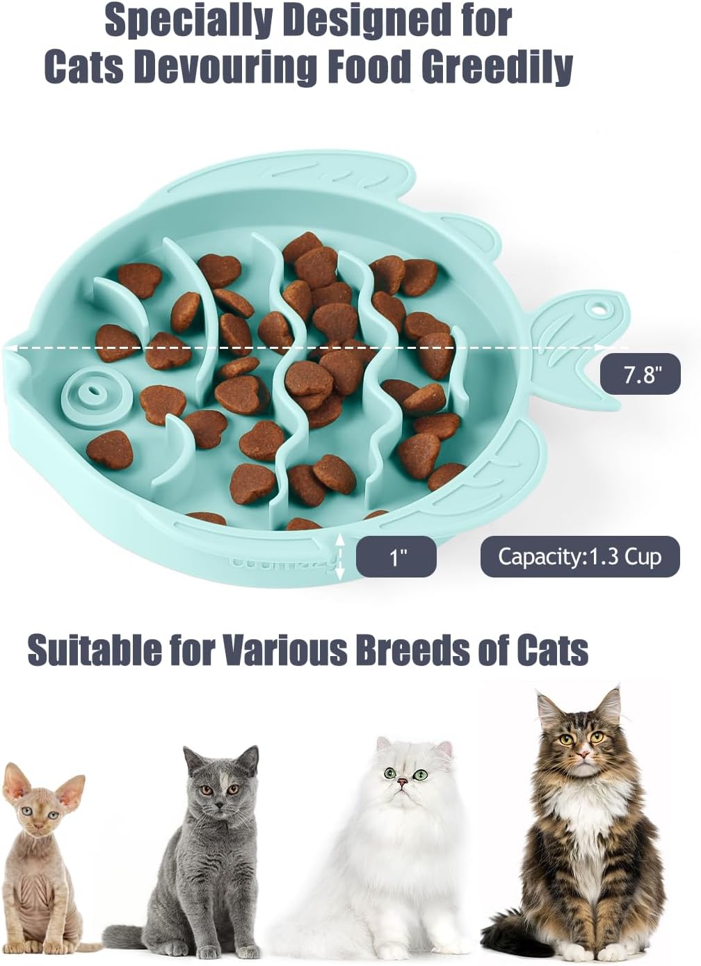 Coomazy Slow Feeder Cat Bowl Silicone Pet Puzzle Feeder for Slow