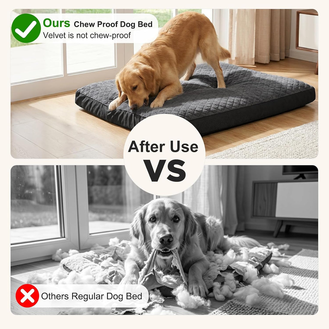 GASUR Indestructible Chew-Proof Dog Bed for Large Dogs