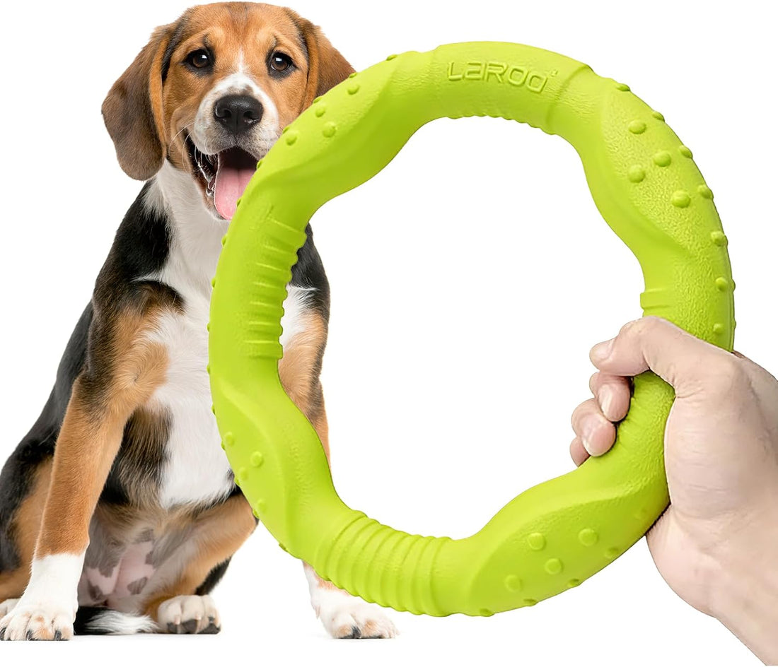 LaRoo Dog Ring Toy, Durable Soft Flying Disc for Throwing Catching