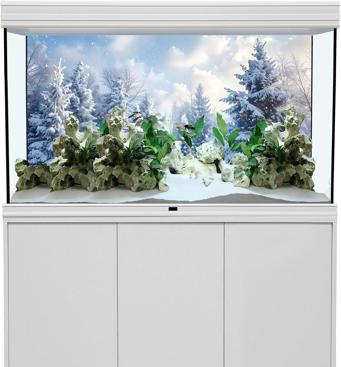 Fish Tank Background 36x18 Inch Winter Snow Scene Aquarium Decor