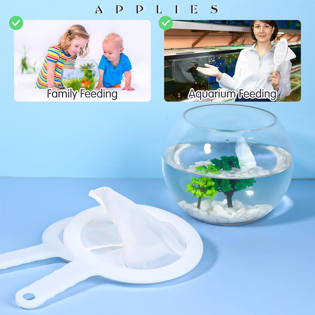 Yinkin 2 Pcs Baby Brine Shrimp Net Sieve 80 Mesh 200 Mesh Kit