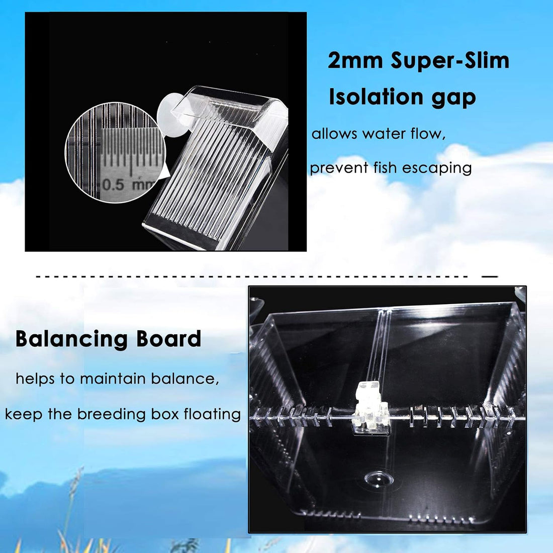 capetsma Fish Breeding Box, Acrylic Fish Isolation Box with Suction