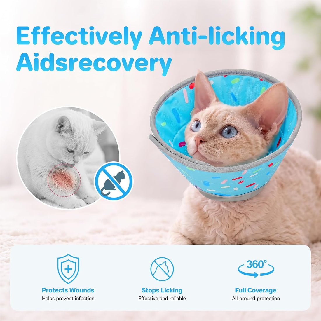 Supet Cat Cone to Stop Licking After Surgery Cat Recovery Collar