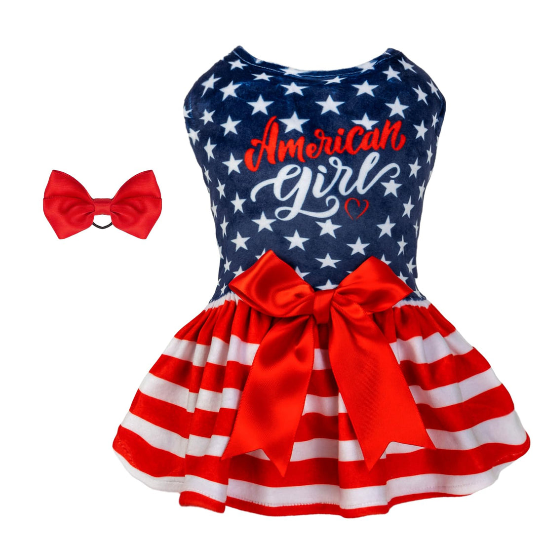 CuteBone Dog Dresses Velvet 4th of July Small Dogs Clothes Onesie Pet