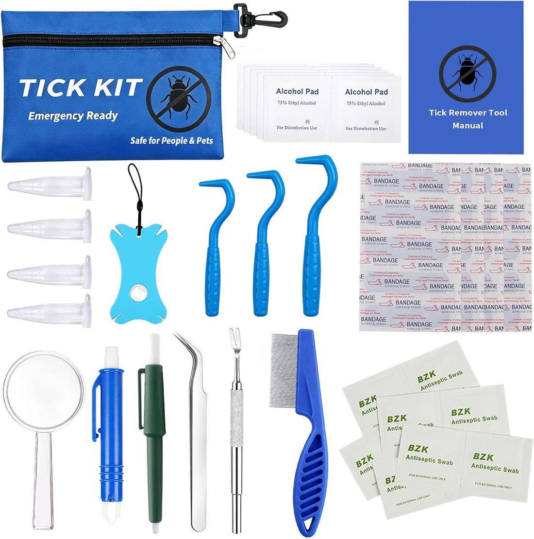 43Pcs Tick Removal Tool Set for Dogs, Cats and Pets