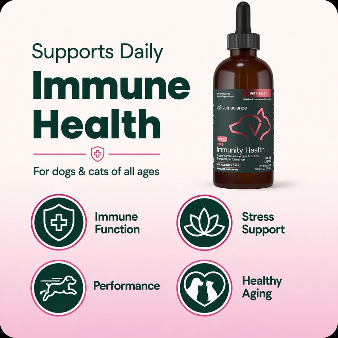 VetriScience DMG Immunity Health Easy-Dose Liquid for Dogs and Cats