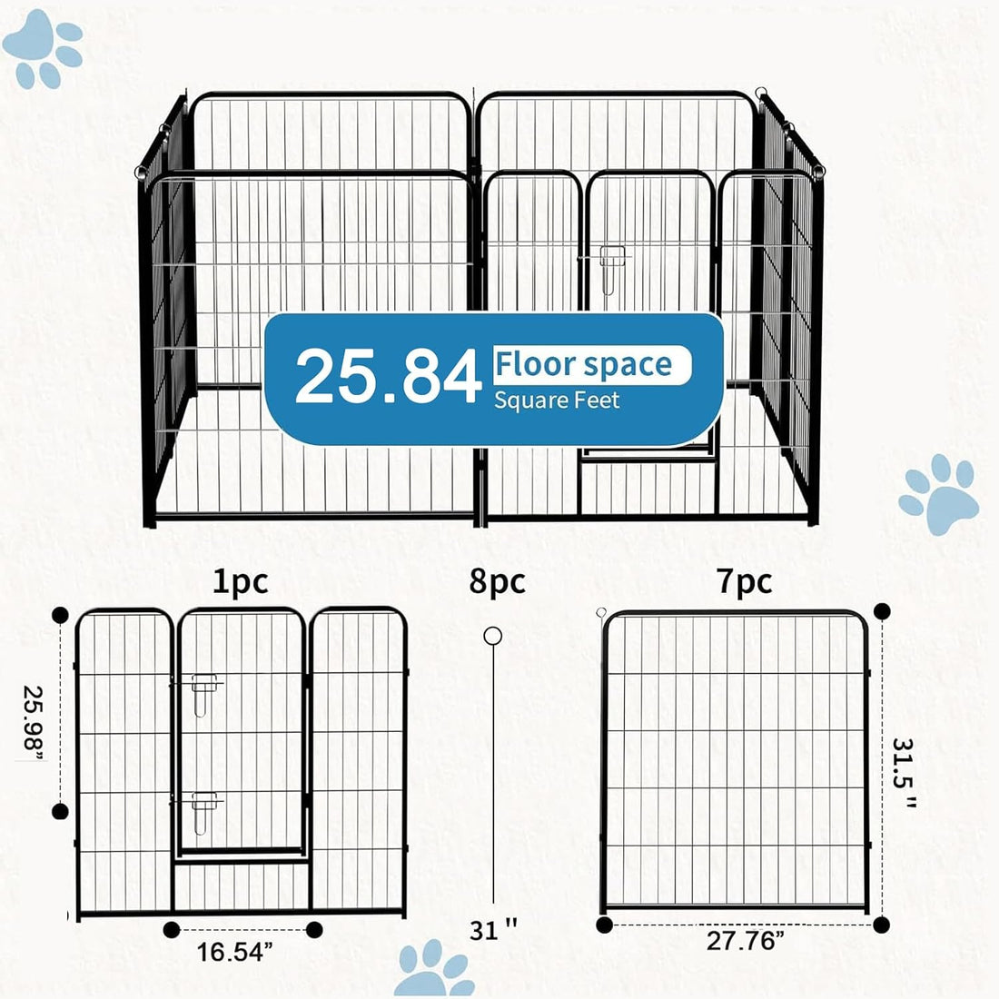 NEWBULIG Dog Playpen for Indoor 32 Inch 8 Panels