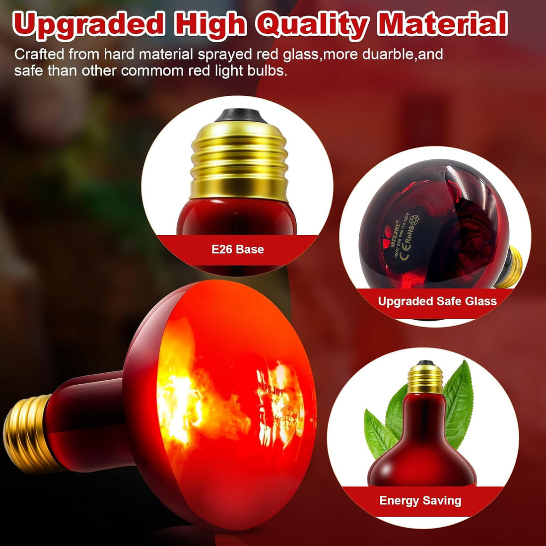 MIXJOY 100W Infrared Heat Lamp Bulbs