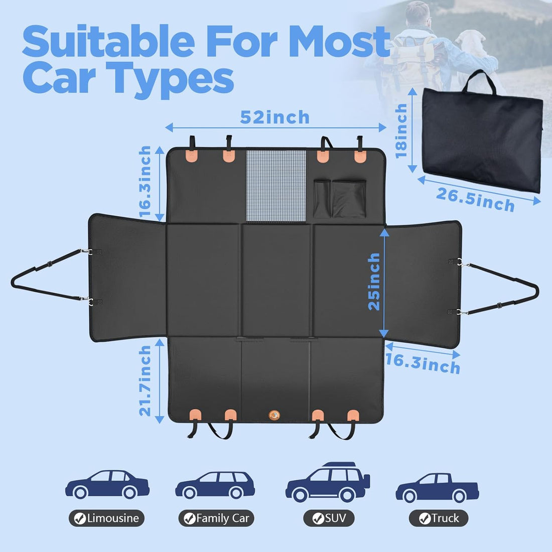 MYJAQI Back Seat Extender for Dogs