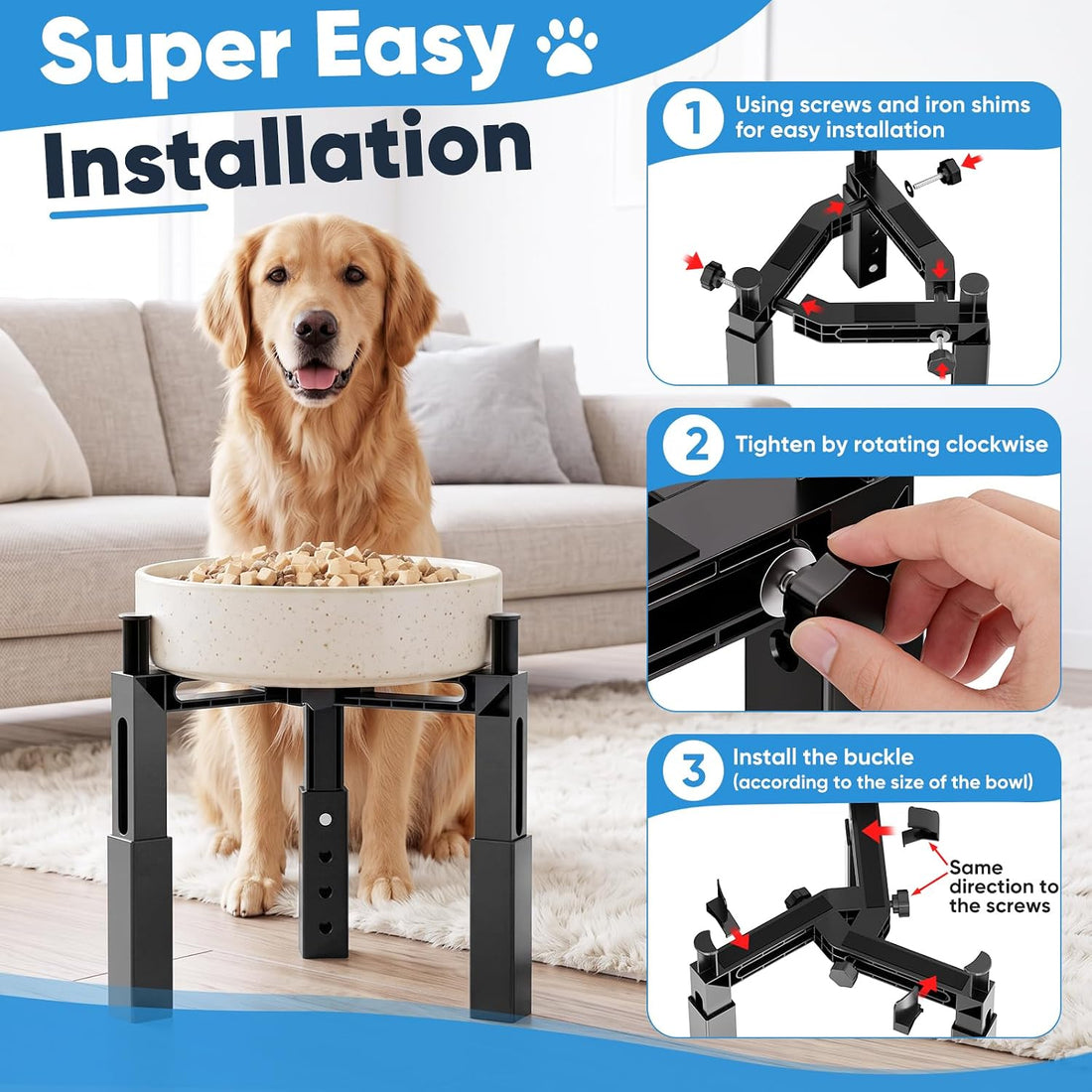 Aystkniet Dog Bowl Stand, Elevated Dog Bowl Holder Raised Dish