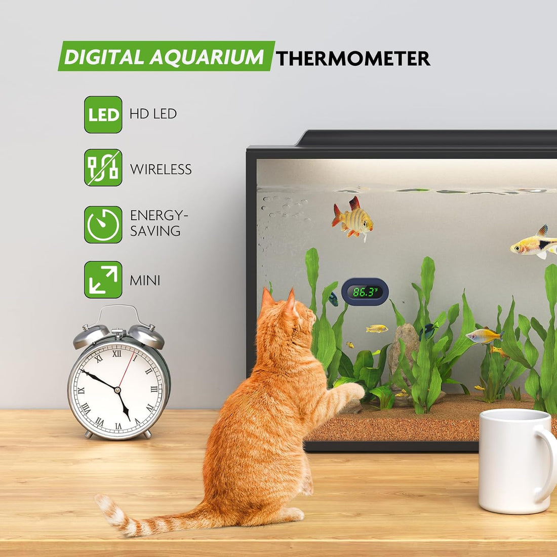 PAIZOO LED Aquarium Thermometer Digital Highly Accurate Replaceable