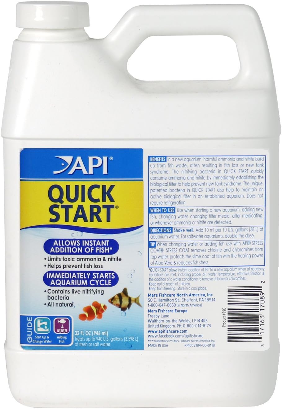 API Quick Start Freshwater & Saltwater Aquarium Nitrifying Bacteria