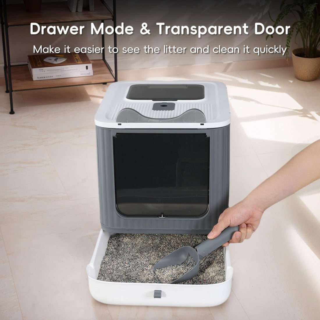 Foldable Enclosed Cat Litter Box with Lid, for Kitten to Medium