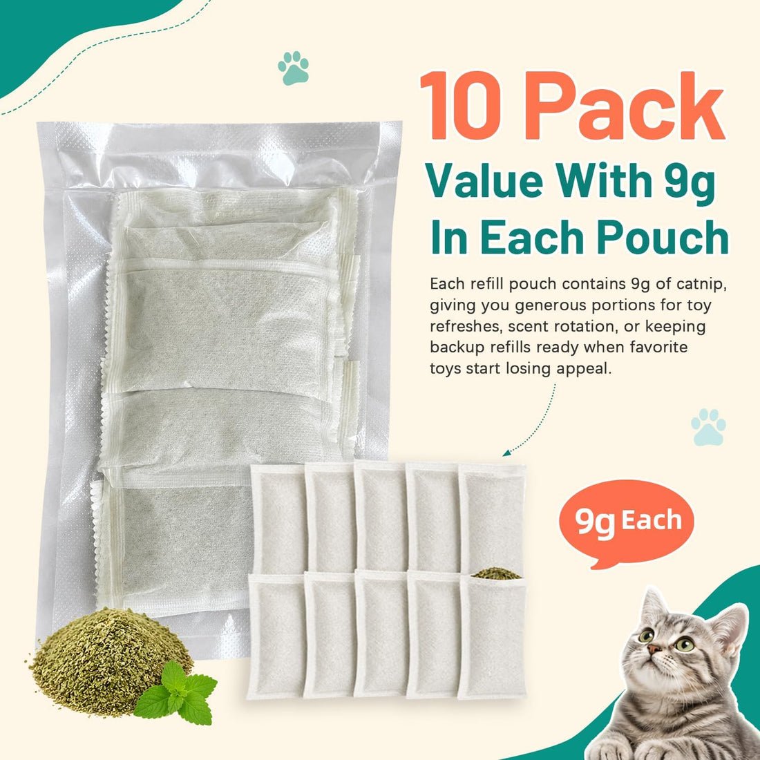 2 Pack Refillable Catnip Silvervine Kicker Toys for Indoor Cats