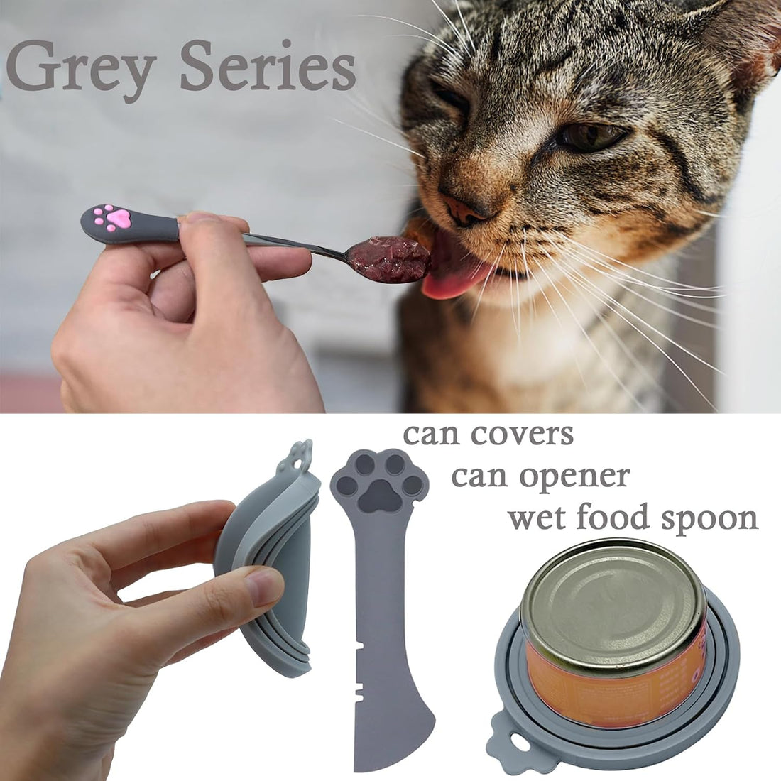 SJANE Cat Food Can Spoons & Can Lids | 4 Pcs | Multi-function Opener