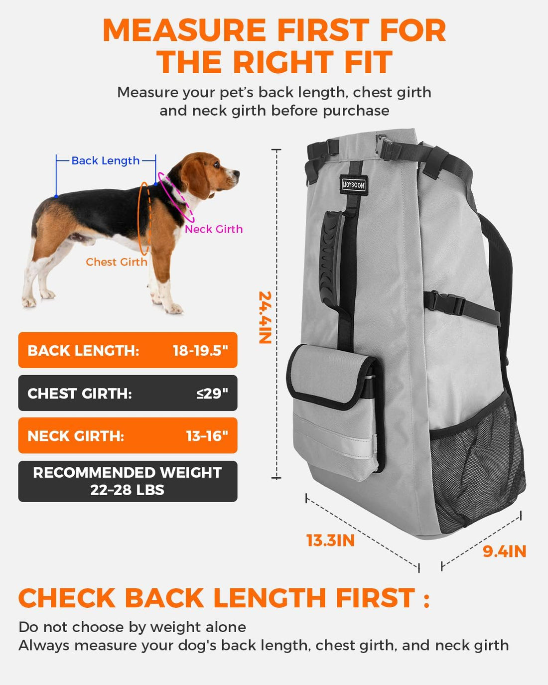 FOXFOCUS Dog Backpack Carrier for Medium Dogs - 4-Layer Protection