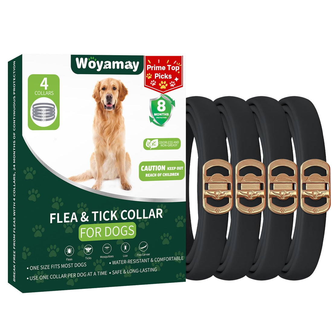 Woyamay 4 Pack Flea Collar for Dogs, Flea and Tick Prevention for Dogs