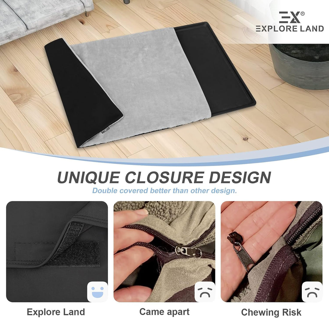 Explore Land Dog Crate Pan Cover with Fluffy Top and Waterproof TPU