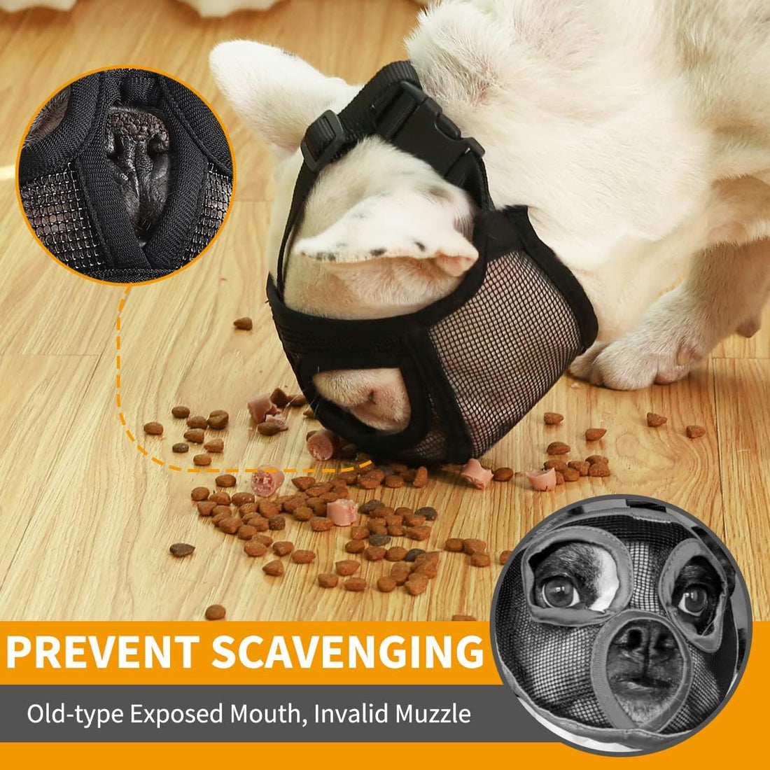 BARKLESS Short Snout Muzzle for French Bulldog, Shih Tzu