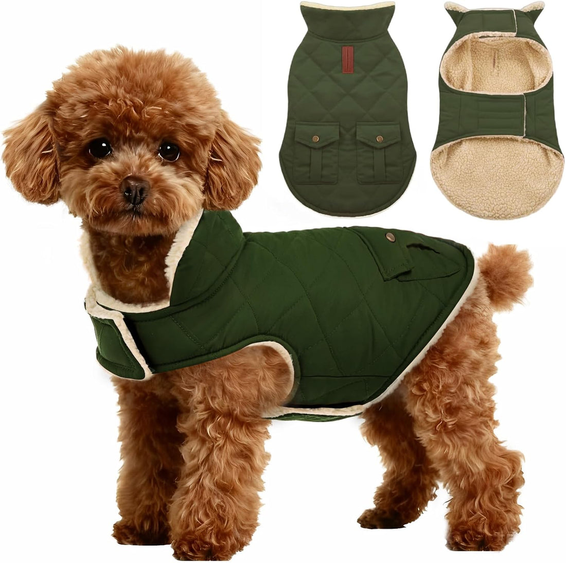 ASENKU Dog Winter Coat, Thick Plush Fleece Lining Dog Jacket