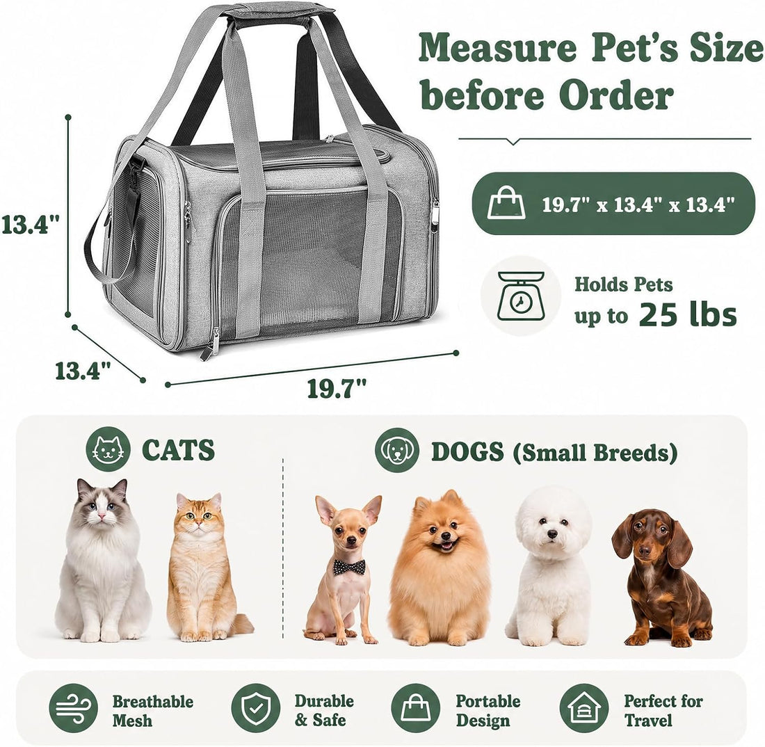 COZPAW Large Cat Carrier Soft‑Sided for Cats & Dogs Up to 25 Lbs