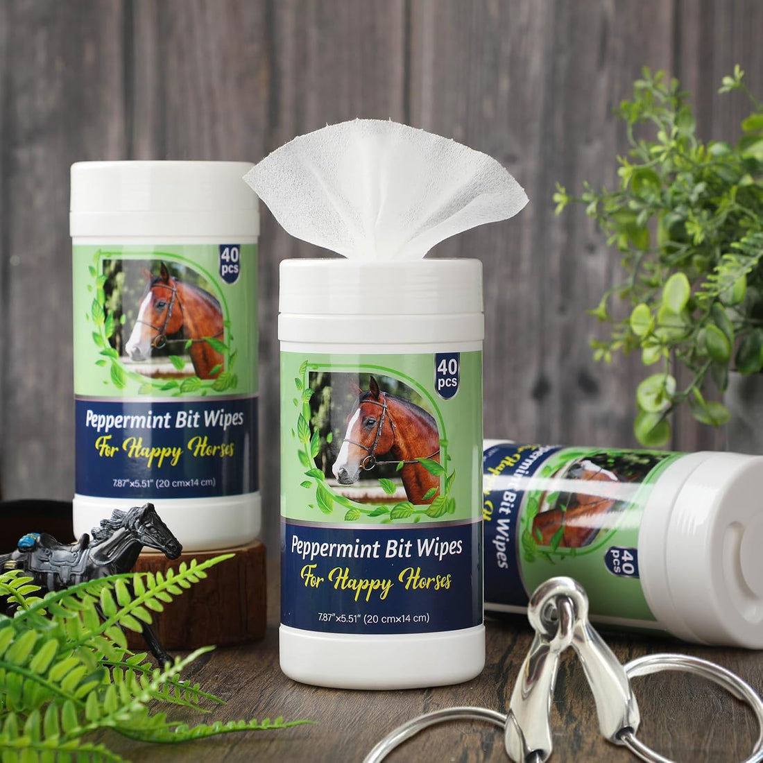 Threlaco 3 Pack Horse Bit Wipes, Peppermint Horse Bit Cleaners