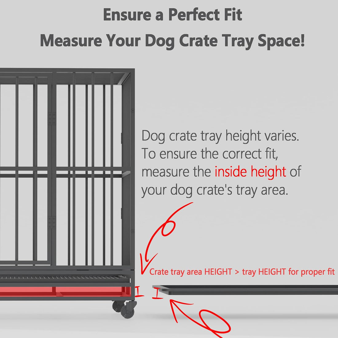 Dog Crate Tray Replacement,46.8-Inch Reinforced Chew-Resistant Pan