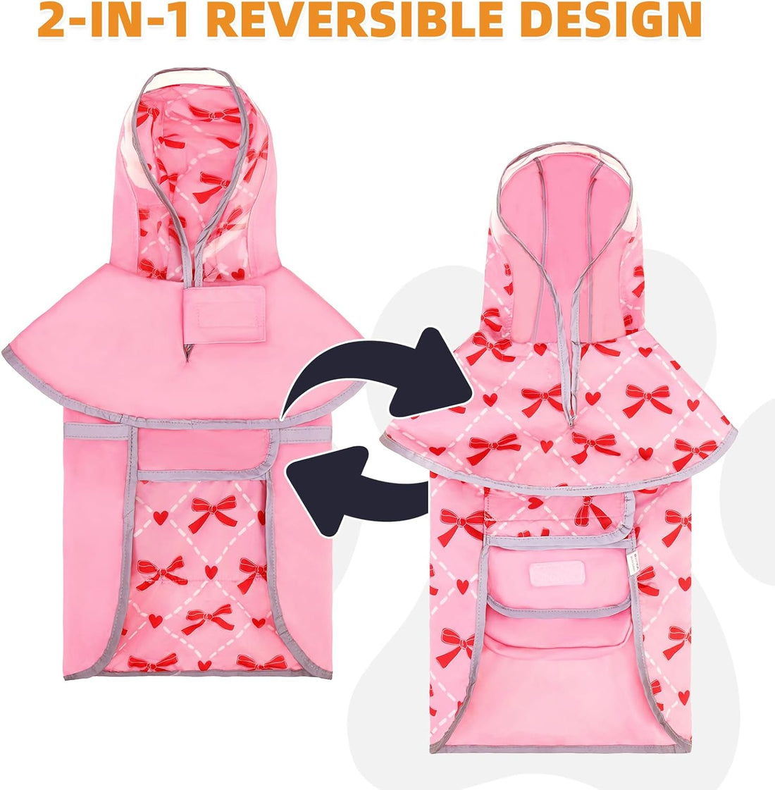 KOOLTAIL 2-in-1 Reversible Large Dog Raincoat