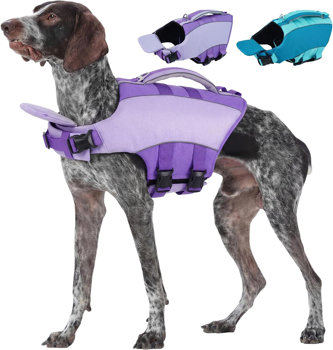 Kuoser Dog Life Jacket with Shark Fin, Ripstop Durable, Pink 2XL