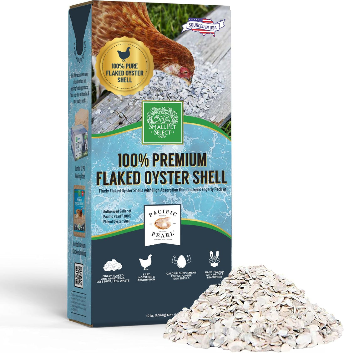 Small Pet Select Flaked Oyster Shell, Calcium Supplement, 10 lb