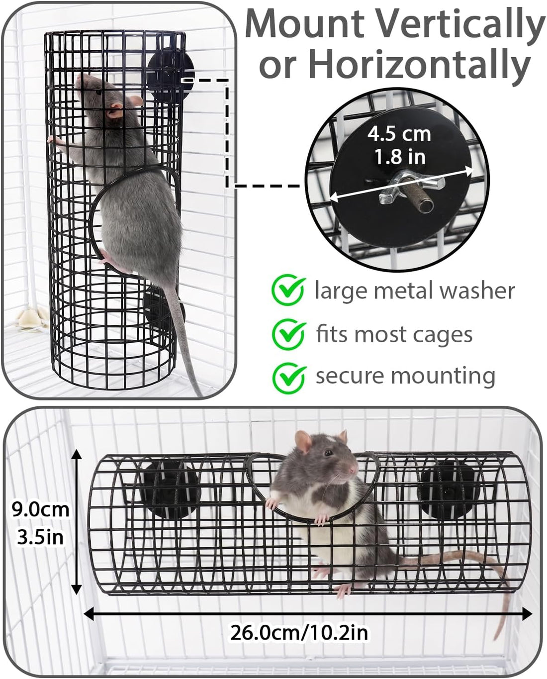 Rat Tunnel Tube with Peek Hole, Chew Resistant & No Collapsing