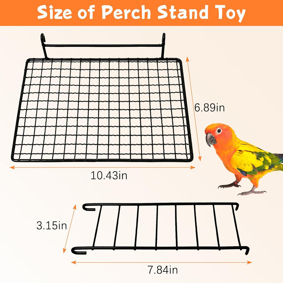 BNOSDM Stainless Steel Grid Platform for Parakeet 4 PCS Bird Perches