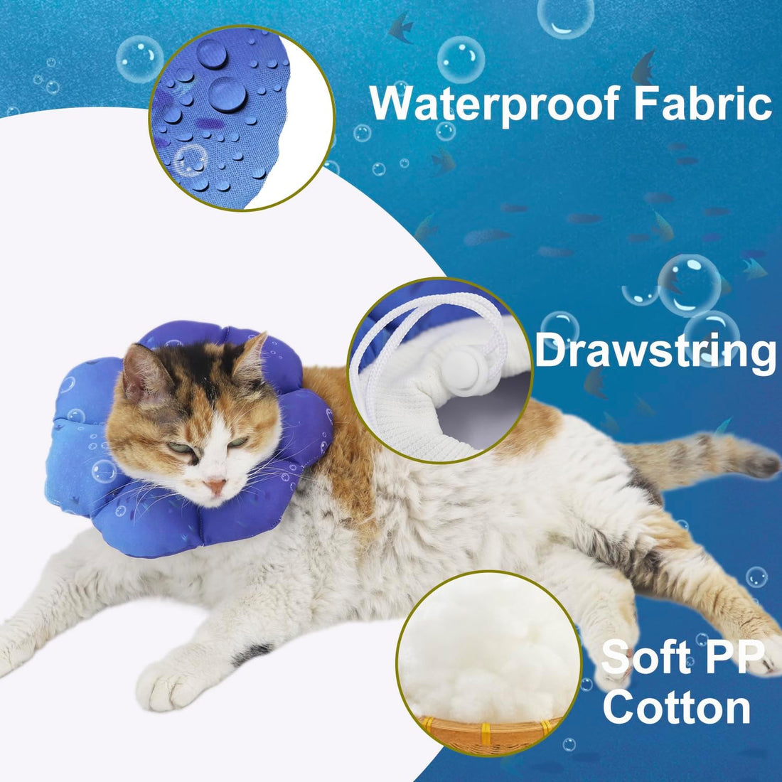Cat Soft Cone Collar, Adjustable Cat Recovery Cones to Stop Licking