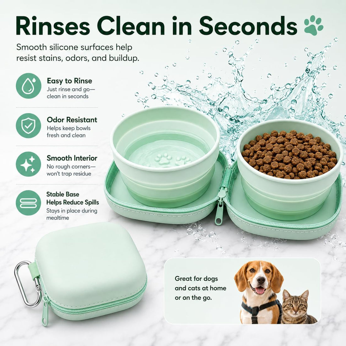 ZBBOPQ Portable Dog Bowl, Collapsible 2-in-1 Travel Dog Bowls