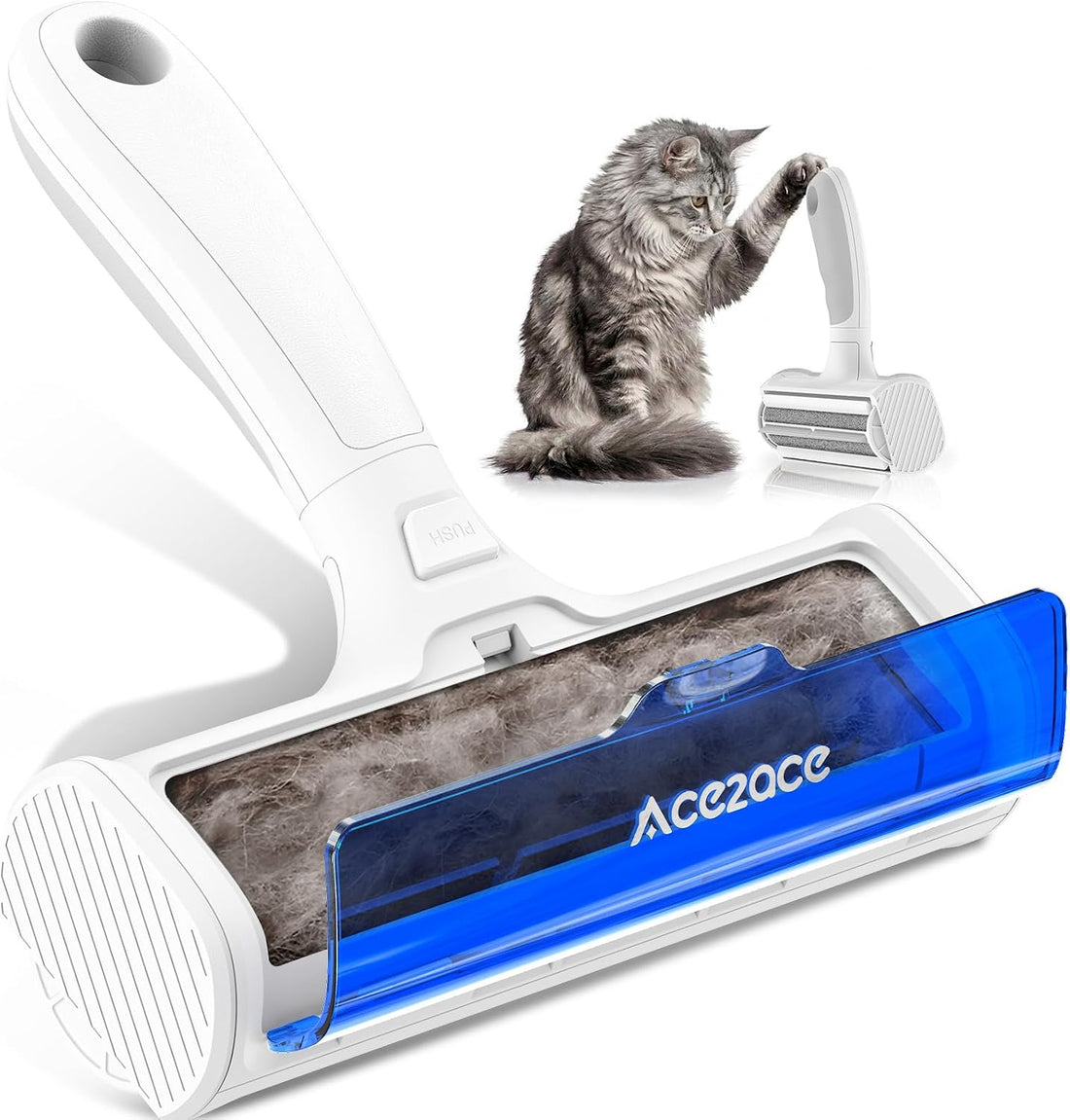 ACE2ACE Pet Hair Remover, Reusable Lint Roller with Translucent Bin