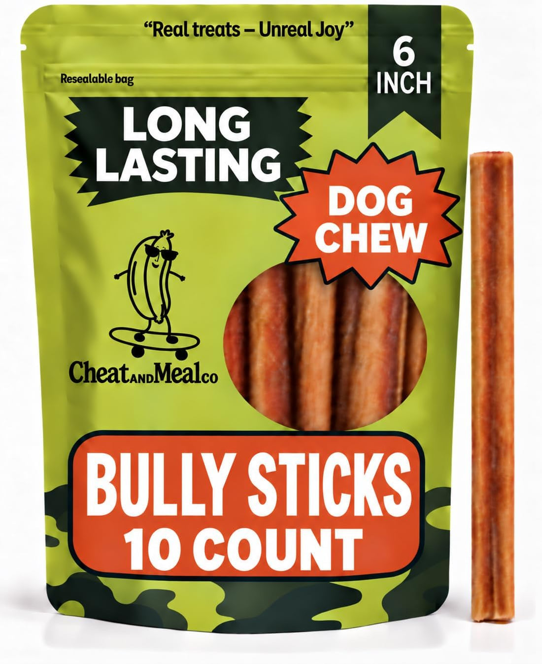 Thin Bully Sticks for Small Dogs, Puppies, 6 Inch, 25 Count