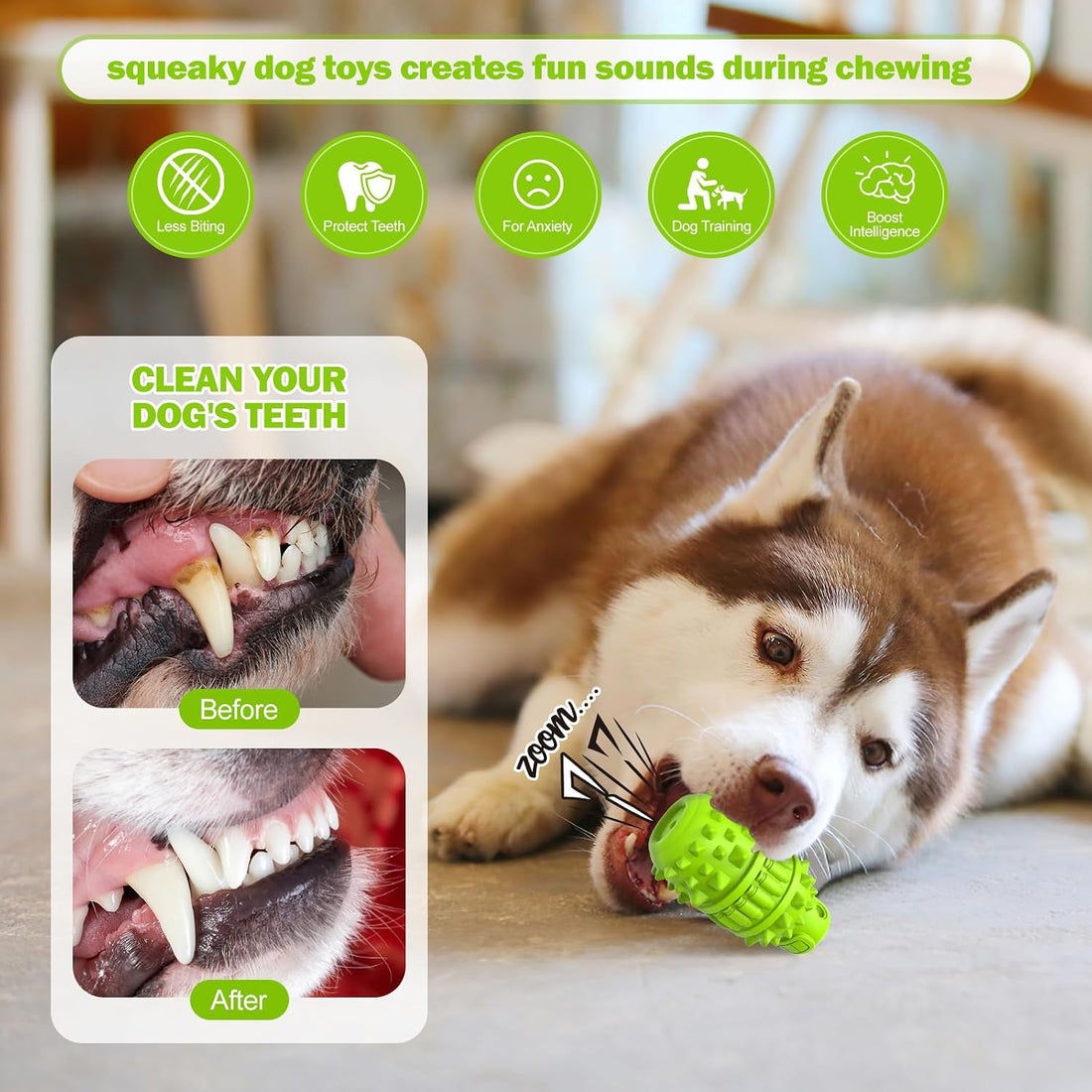 PIFFZEDO Dog Toys for Aggressive Chewers,Interactive Natural Rubber