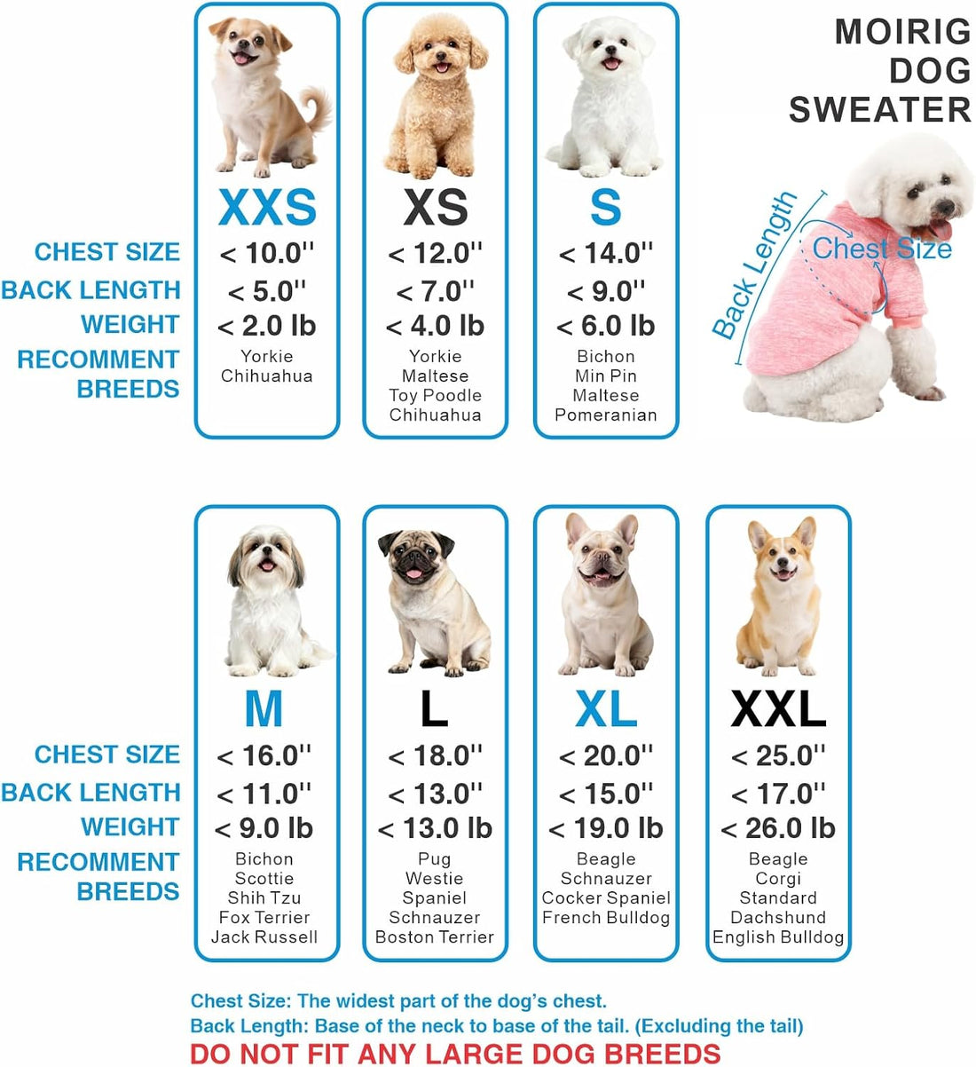 MOIRIG 3 Pack Dog Sweater, Dog Sweaters for Small Dogs