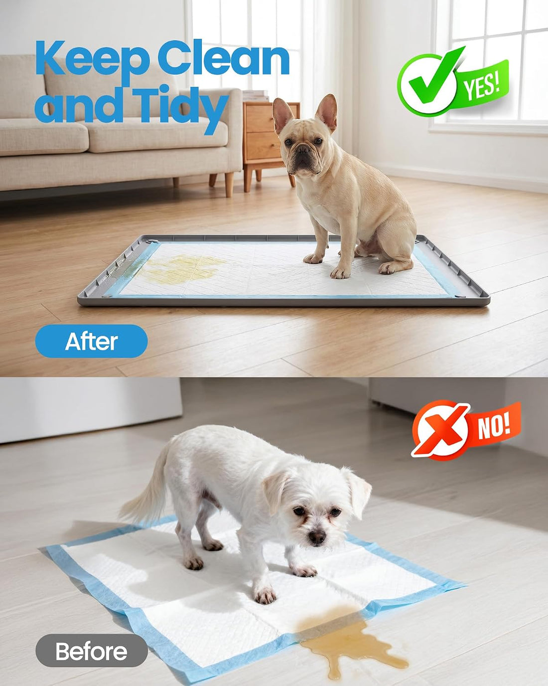 Pee Pad Holder for Dogs - 28" x 34" Silicone Puppy Potty Training Tray