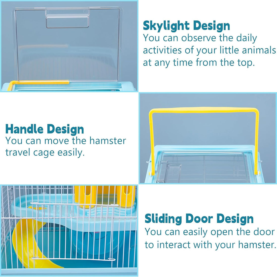 Tfwadmx 2-Tier Portable Dwarf Small Hamster Carrier Travel Cage