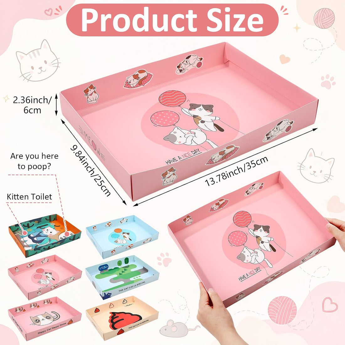 Amyhill 24 Pack Disposable Cat Litter Box Foldable Waterproof Kitten