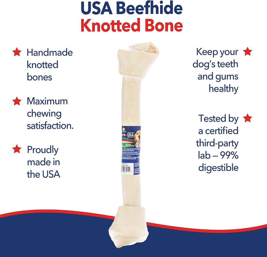 Pet Factory 100% Made in USA Beefhide 15-17" Knotted Bone Dog Chew